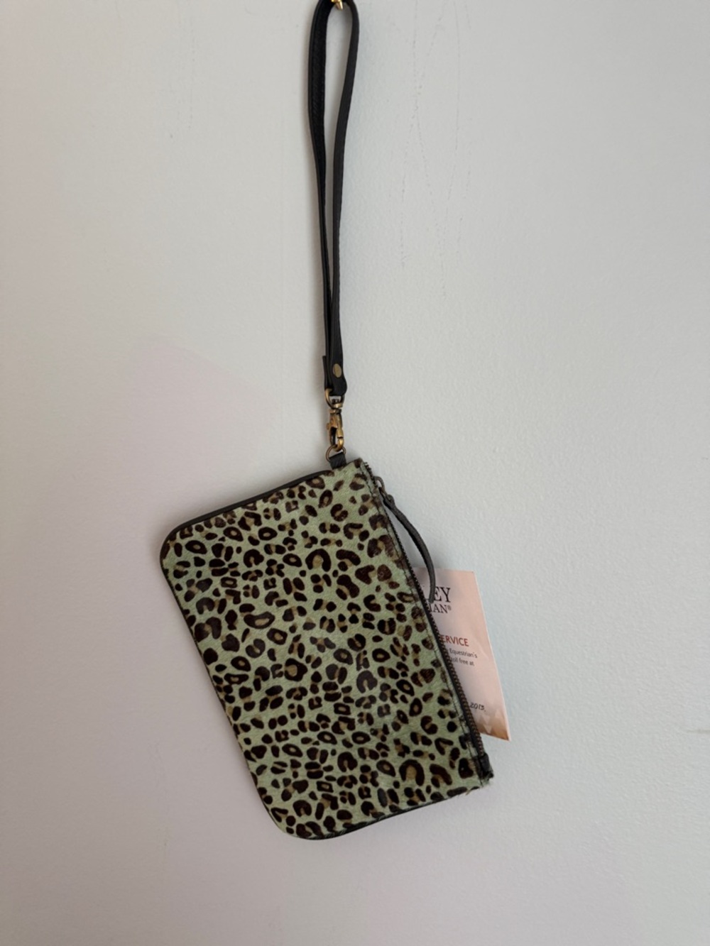 Leopard Print Wristlet Clutch in Green and Brown